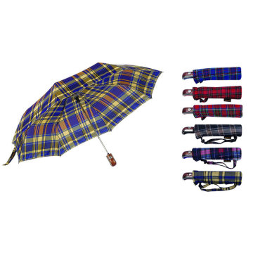 Check Fabric 3 Fold Automatic Umbrella (YS-3FA22083009R)